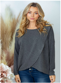 Crossed In Front-Long Sleeve Tops-Timber Brooke Boutique, Online Women's Fashion Boutique in Amarillo, Texas