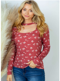 Beautiful Floral Basic-Long Sleeve Tops-Timber Brooke Boutique, Online Women's Fashion Boutique in Amarillo, Texas