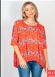 Ready In Red Floral Top-Long Sleeve Tops-Timber Brooke Boutique, Online Women's Fashion Boutique in Amarillo, Texas