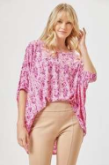 MARKET! Fuchsia Ditsy Print Boxy-Short Sleeve Top-Timber Brooke Boutique, Online Women's Fashion Boutique in Amarillo, Texas