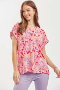 MARKET! Coral Multi Short Sleeve Lizzy-Short Sleeve Top-Timber Brooke Boutique, Online Women's Fashion Boutique in Amarillo, Texas