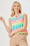 MARKET! Rainbow Ombre Tank Top Lizzy-Short Sleeve Top-Timber Brooke Boutique, Online Women's Fashion Boutique in Amarillo, Texas