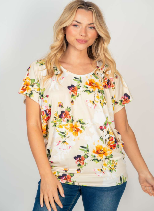 MARKET! Beige Floral Dolman Top-Timber Brooke Boutique, Online Women's Fashion Boutique in Amarillo, Texas