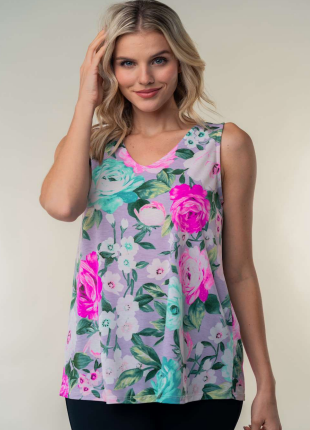 MARKET! Lilac Floral Tank Top-Timber Brooke Boutique, Online Women's Fashion Boutique in Amarillo, Texas