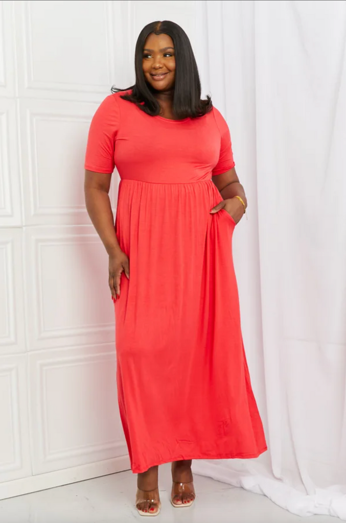 Celeste Sweetheart Full Size Short Sleeve Maxi Dress in Orange-Timber Brooke Boutique, Online Women's Fashion Boutique in Amarillo, Texas