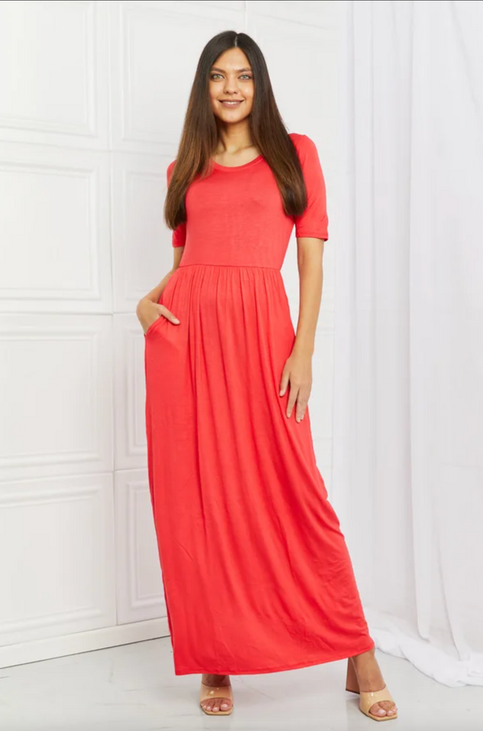 Celeste Sweetheart Full Size Short Sleeve Maxi Dress in Orange-Timber Brooke Boutique, Online Women's Fashion Boutique in Amarillo, Texas