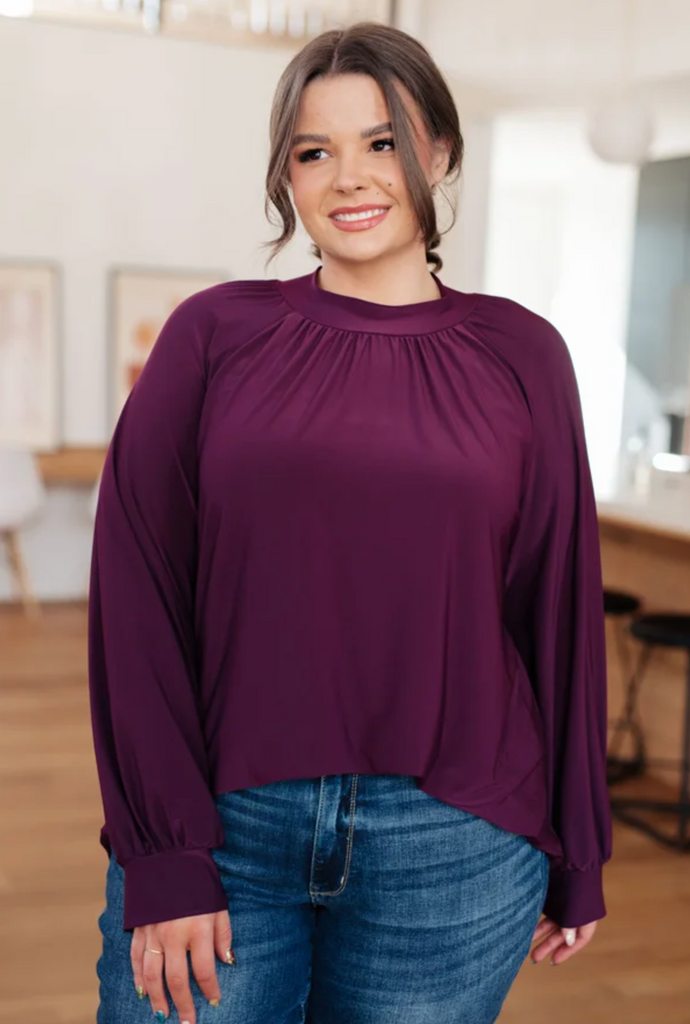 Closing Time Mock Neck Blouse-Timber Brooke Boutique, Online Women's Fashion Boutique in Amarillo, Texas