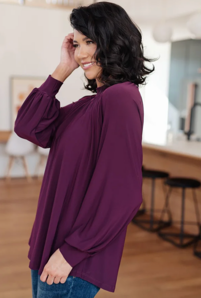 Closing Time Mock Neck Blouse-Timber Brooke Boutique, Online Women's Fashion Boutique in Amarillo, Texas