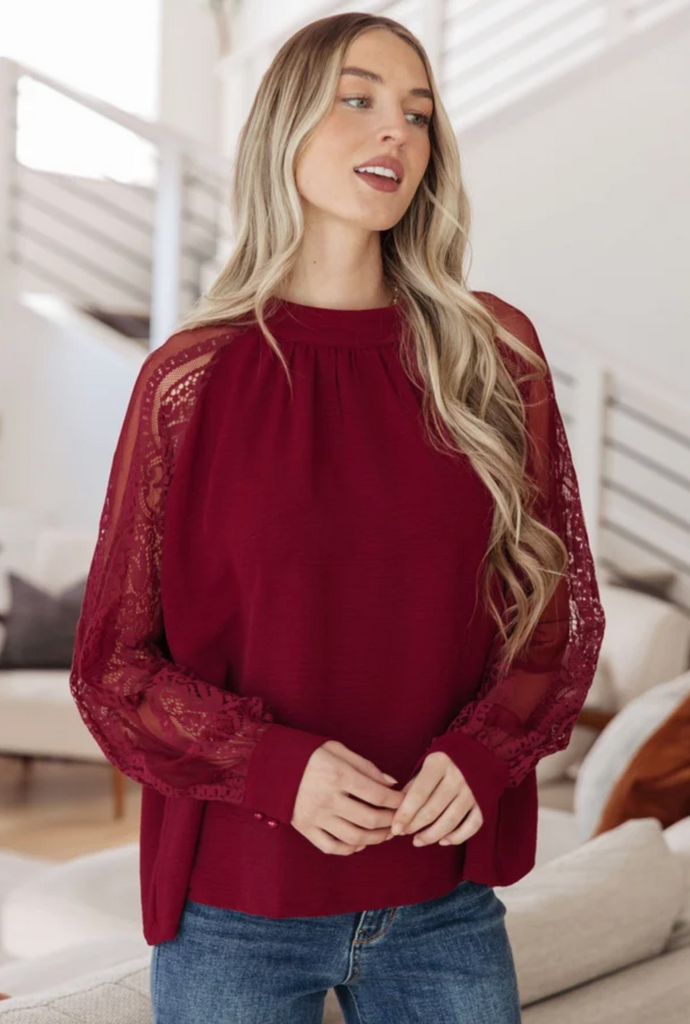 Lace on My Sleeves Blouse-Timber Brooke Boutique, Online Women's Fashion Boutique in Amarillo, Texas