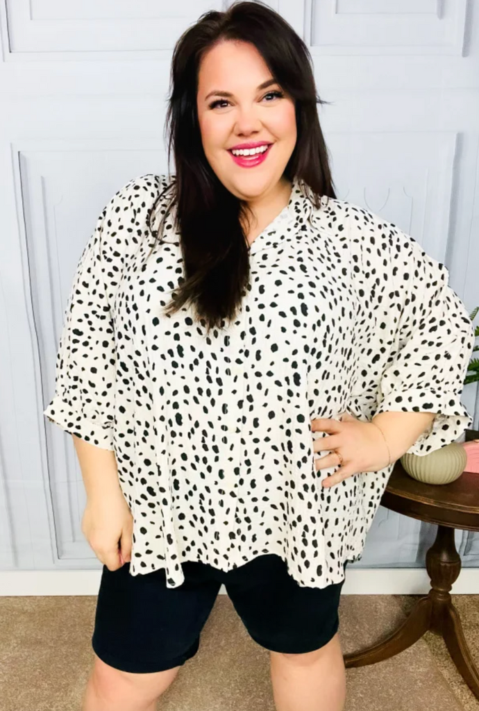 Diva Loving Ivory Leopard Print Button Down Oversized Top-Timber Brooke Boutique, Online Women's Fashion Boutique in Amarillo, Texas