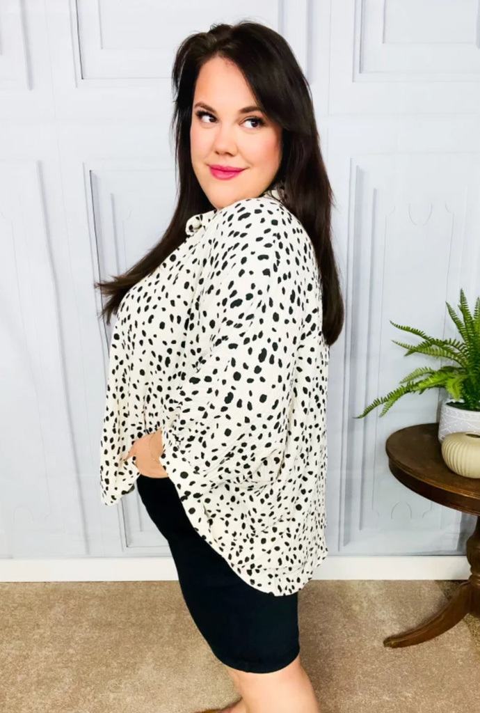 Diva Loving Ivory Leopard Print Button Down Oversized Top-Timber Brooke Boutique, Online Women's Fashion Boutique in Amarillo, Texas