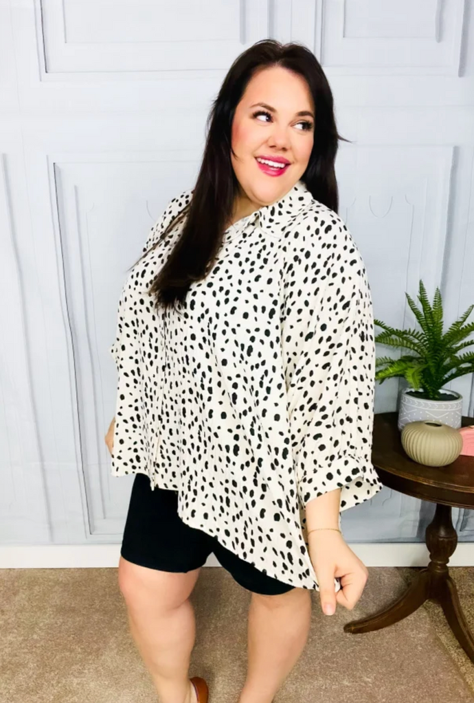 Diva Loving Ivory Leopard Print Button Down Oversized Top-Timber Brooke Boutique, Online Women's Fashion Boutique in Amarillo, Texas