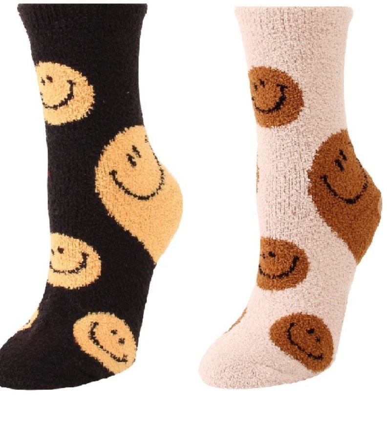 Smiley Face Fuzzy Socks-Gifts-Timber Brooke Boutique, Online Women's Fashion Boutique in Amarillo, Texas