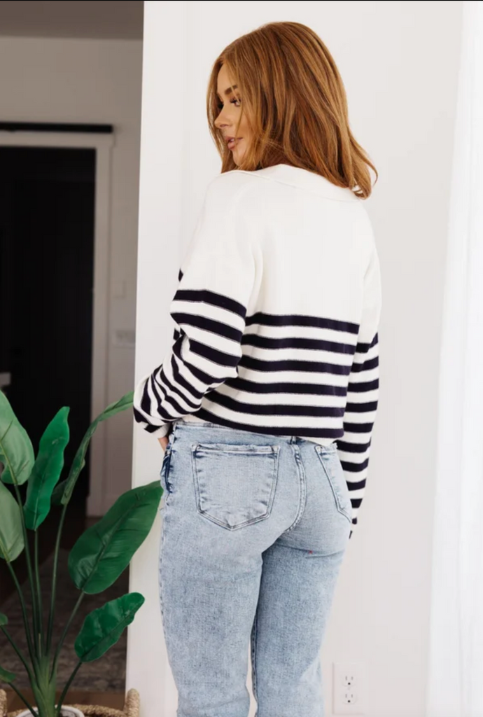 Memorable Moments Striped Sweater in White-Timber Brooke Boutique, Online Women's Fashion Boutique in Amarillo, Texas