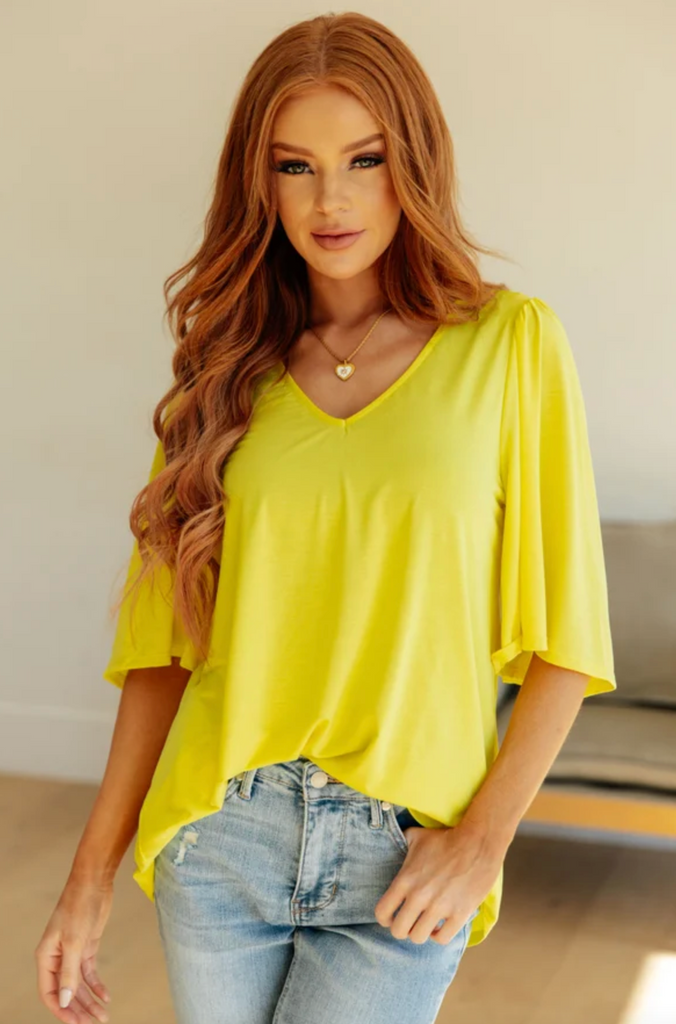 Cali Blouse in Neon Yellow-Timber Brooke Boutique, Online Women's Fashion Boutique in Amarillo, Texas