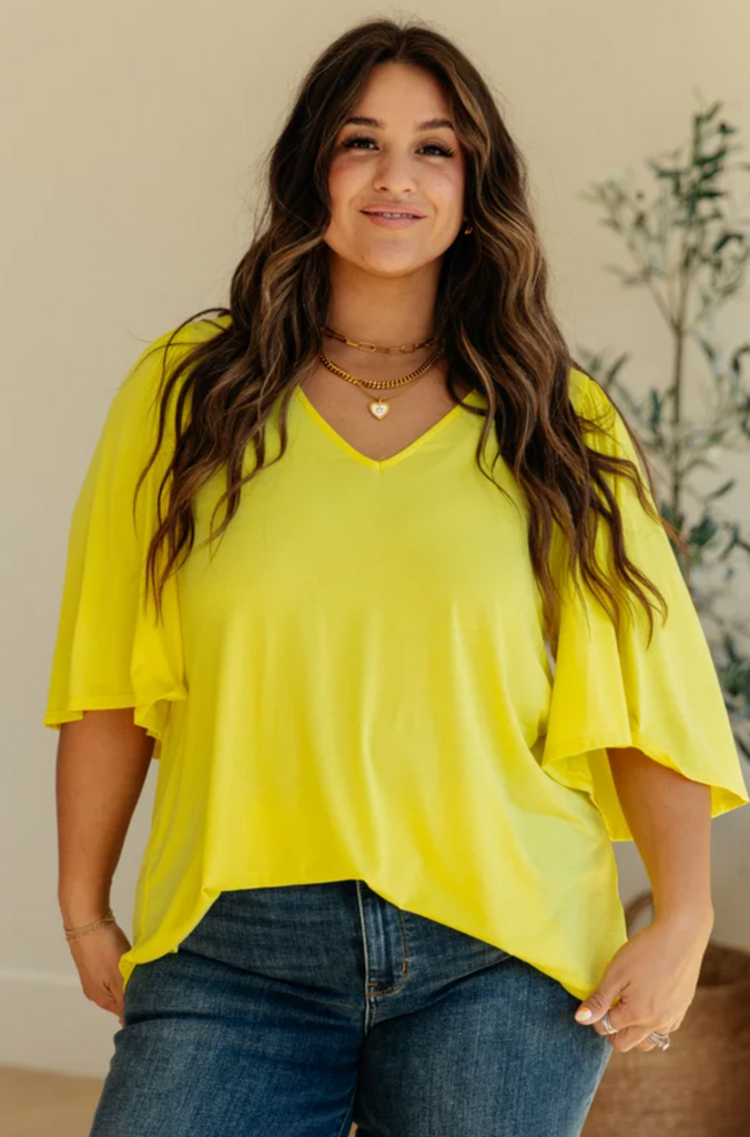 Cali Blouse in Neon Yellow-Timber Brooke Boutique, Online Women's Fashion Boutique in Amarillo, Texas