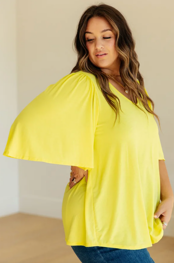 Cali Blouse in Neon Yellow-Timber Brooke Boutique, Online Women's Fashion Boutique in Amarillo, Texas