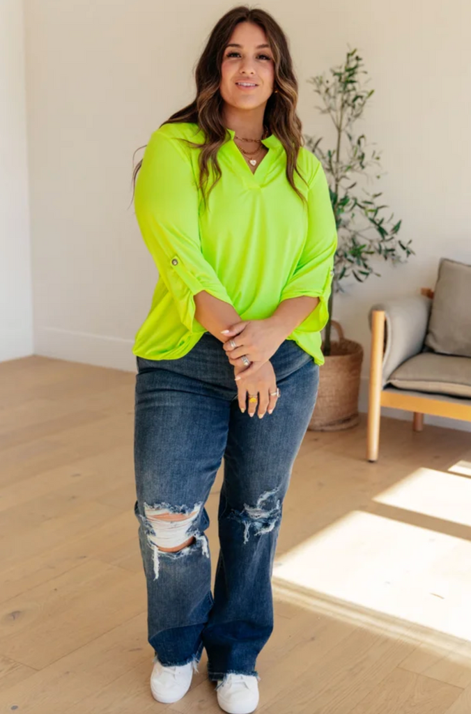 Lizzy Top in Neon Green-Timber Brooke Boutique, Online Women's Fashion Boutique in Amarillo, Texas