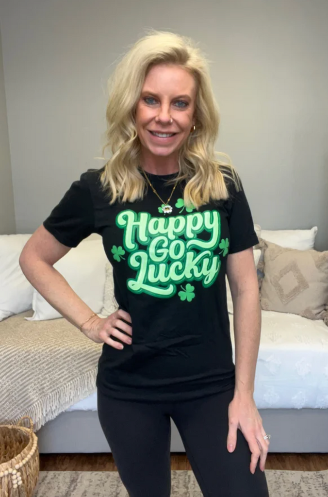 Happy Go Lucky Graphic Tee-Timber Brooke Boutique, Online Women's Fashion Boutique in Amarillo, Texas