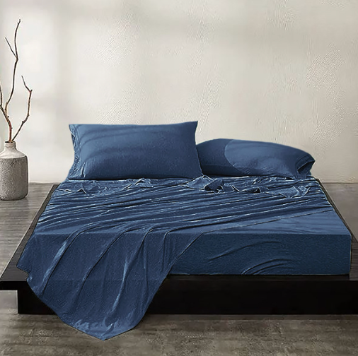 Navy Extra Soft Luxury Sheet Set-Sheets-Timber Brooke Boutique, Online Women's Fashion Boutique in Amarillo, Texas