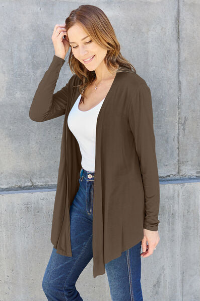 SAMPLE! Basic Bae Full Size Open Front Long Sleeve Cardigan-Timber Brooke Boutique, Online Women's Fashion Boutique in Amarillo, Texas