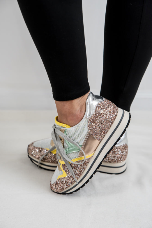 SAMPLE! Miu Miu Sneakers in Gold-Timber Brooke Boutique, Online Women's Fashion Boutique in Amarillo, Texas