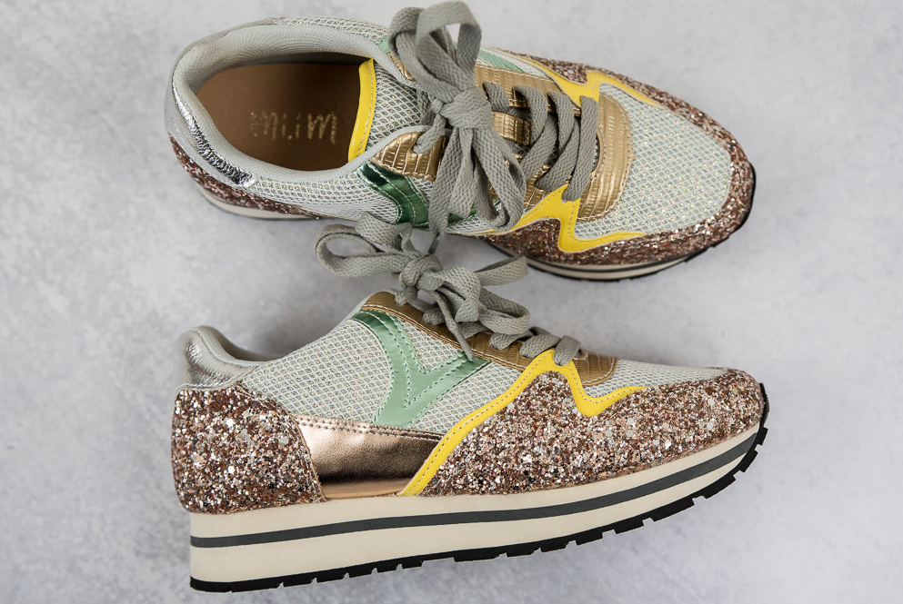 SAMPLE! Miu Miu Sneakers in Gold-Timber Brooke Boutique, Online Women's Fashion Boutique in Amarillo, Texas