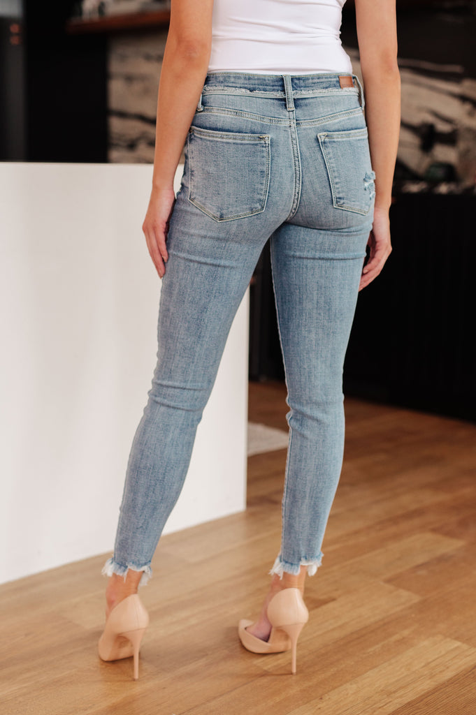 Sherry Mid Rise Release Waistband Detail Skinny-Denim-Timber Brooke Boutique, Online Women's Fashion Boutique in Amarillo, Texas