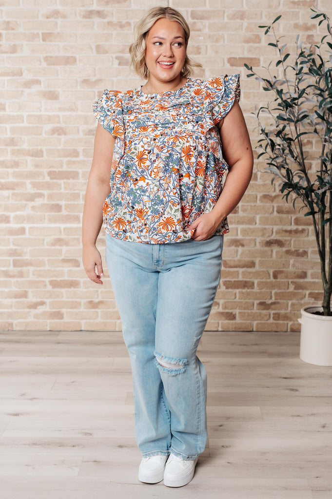 Something Peaceful Flutter Sleeve Blouse-Tops-Timber Brooke Boutique, Online Women's Fashion Boutique in Amarillo, Texas