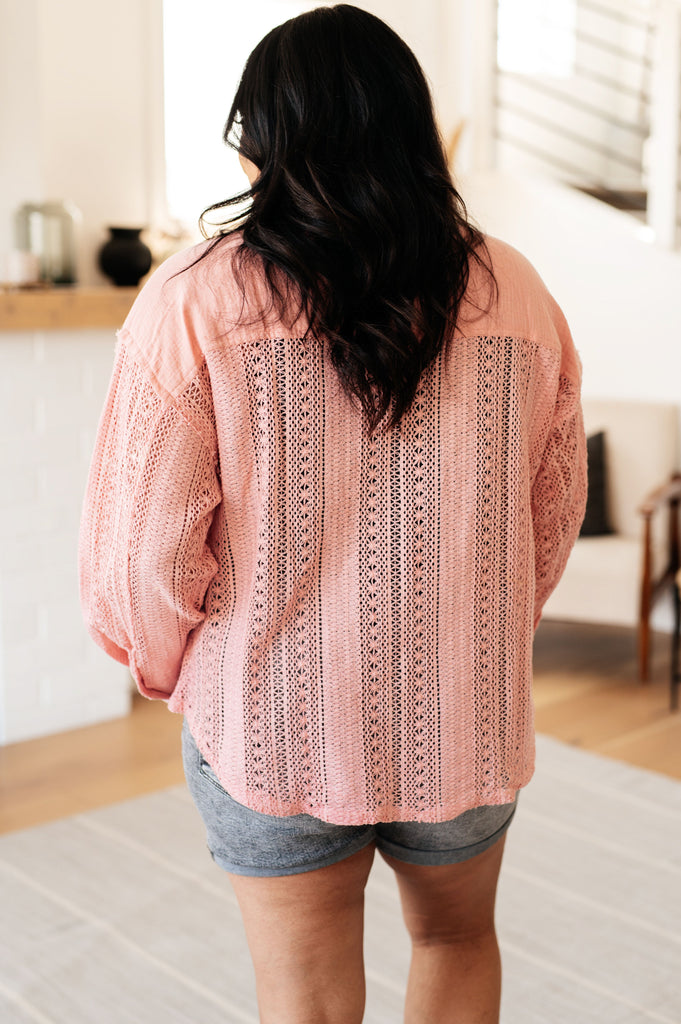 Sweeter Than Nectar Lace Button Down in Rose-Womens-Timber Brooke Boutique, Online Women's Fashion Boutique in Amarillo, Texas