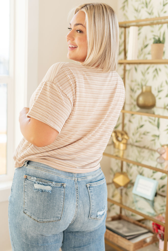 Textured Boxy Top in Taupe-Womens-Timber Brooke Boutique, Online Women's Fashion Boutique in Amarillo, Texas