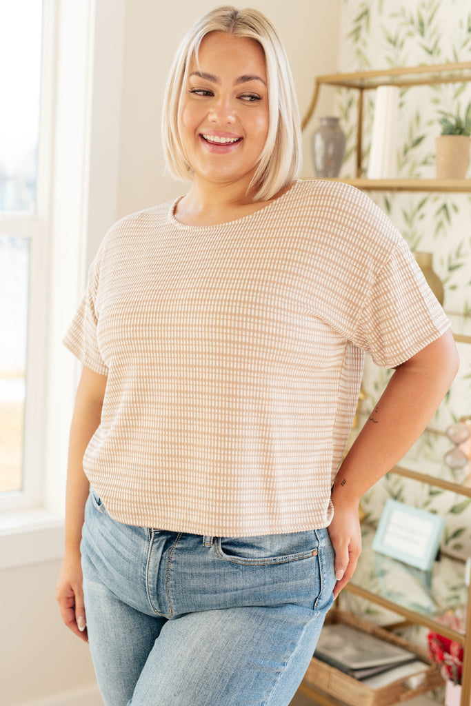 Textured Boxy Top in Taupe-Womens-Timber Brooke Boutique, Online Women's Fashion Boutique in Amarillo, Texas