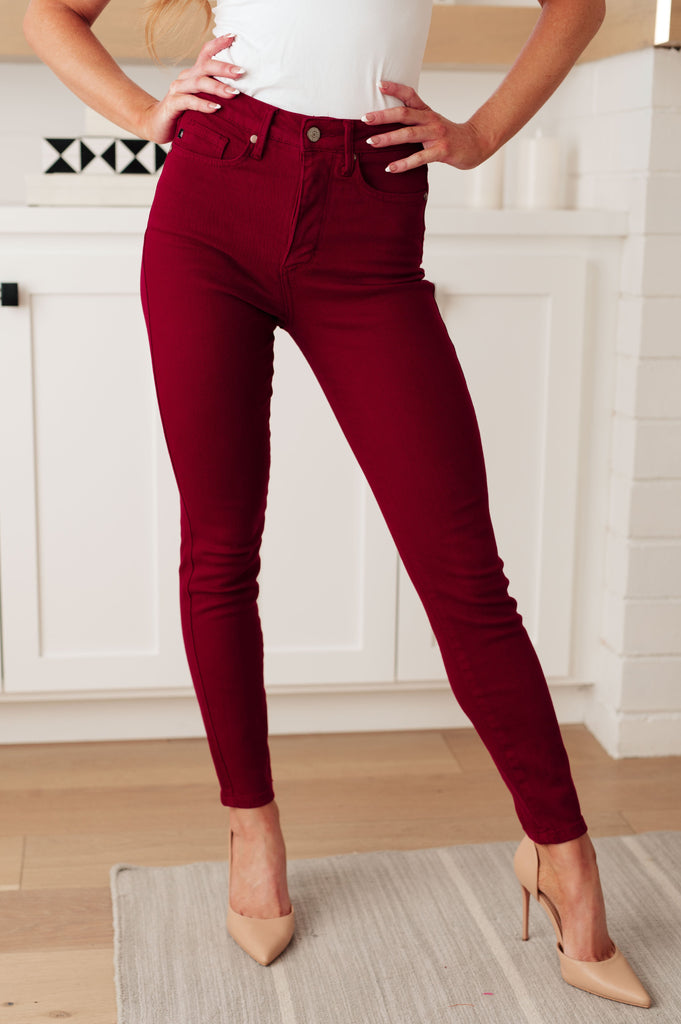 Wanda High Rise Control Top Skinny Jeans Scarlet-Womens-Timber Brooke Boutique, Online Women's Fashion Boutique in Amarillo, Texas