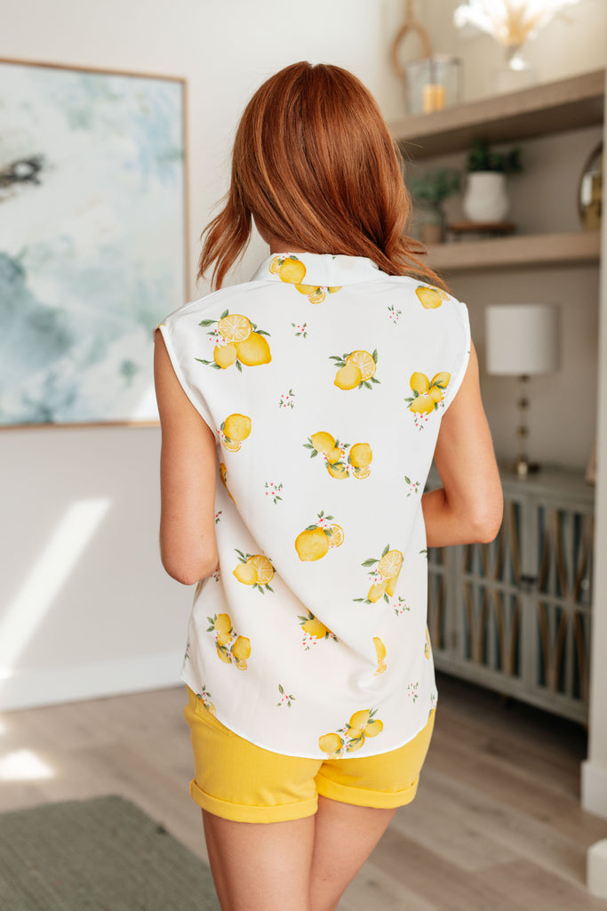 When Life Gives You Lemons Sleeveless Blouse-Tops-Timber Brooke Boutique, Online Women's Fashion Boutique in Amarillo, Texas