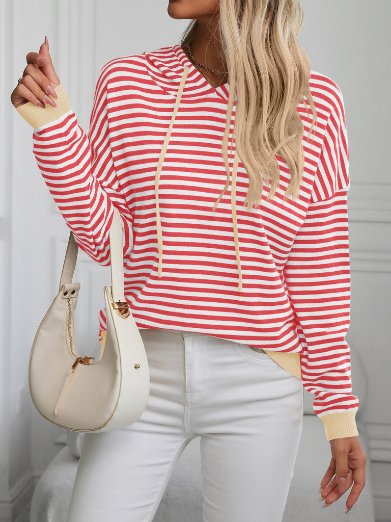 Striped Long Sleeve Hooded Knit Top-Timber Brooke Boutique, Online Women's Fashion Boutique in Amarillo, Texas