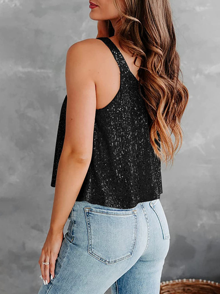 Sequin Scoop Neck Tank-Timber Brooke Boutique, Online Women's Fashion Boutique in Amarillo, Texas