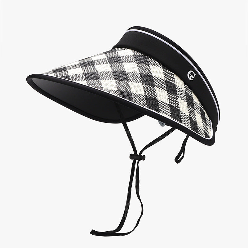 Plaid Natural Grass Adjustable Sun Hat-Timber Brooke Boutique, Online Women's Fashion Boutique in Amarillo, Texas