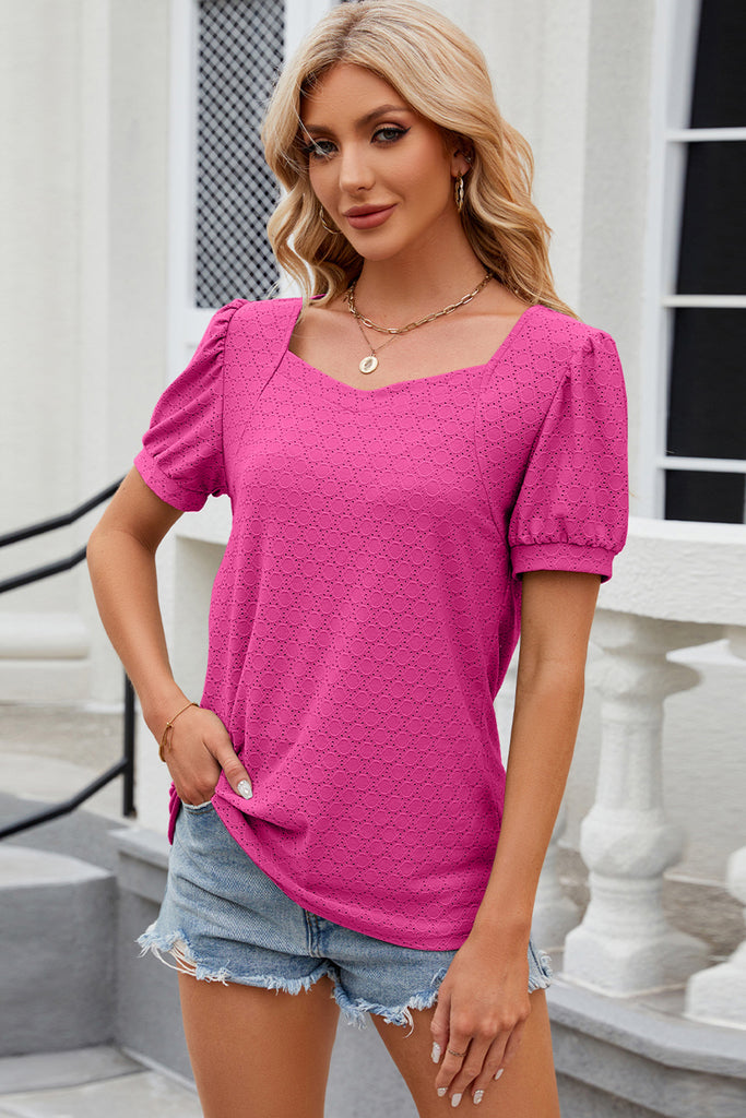 Eyelet Short Sleeve Top-Timber Brooke Boutique, Online Women's Fashion Boutique in Amarillo, Texas