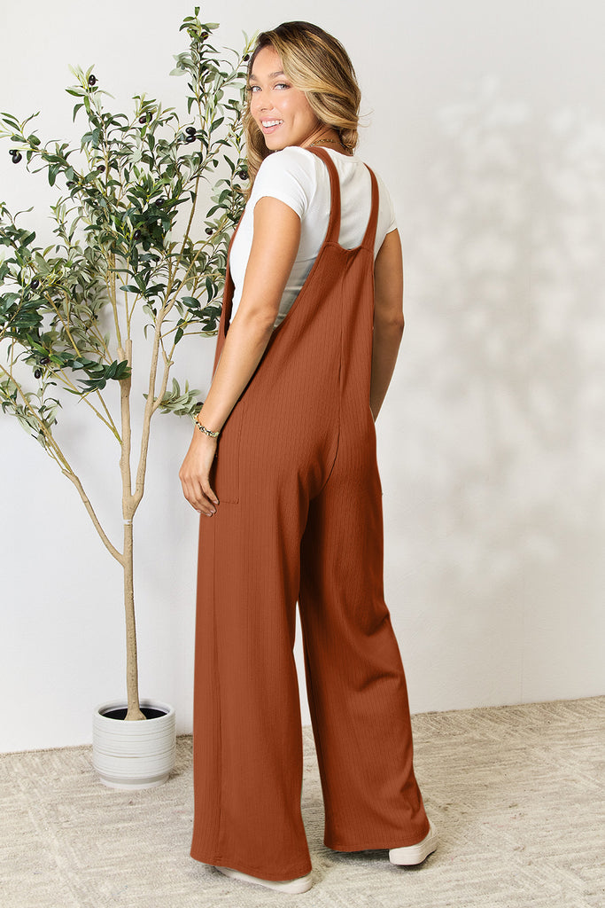 Double Take Full Size Wide Strap Overall with Pockets-Timber Brooke Boutique, Online Women's Fashion Boutique in Amarillo, Texas