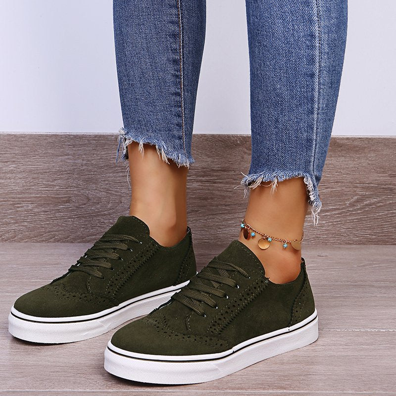 Suede Lace-Up Flat Sneakers-Timber Brooke Boutique, Online Women's Fashion Boutique in Amarillo, Texas