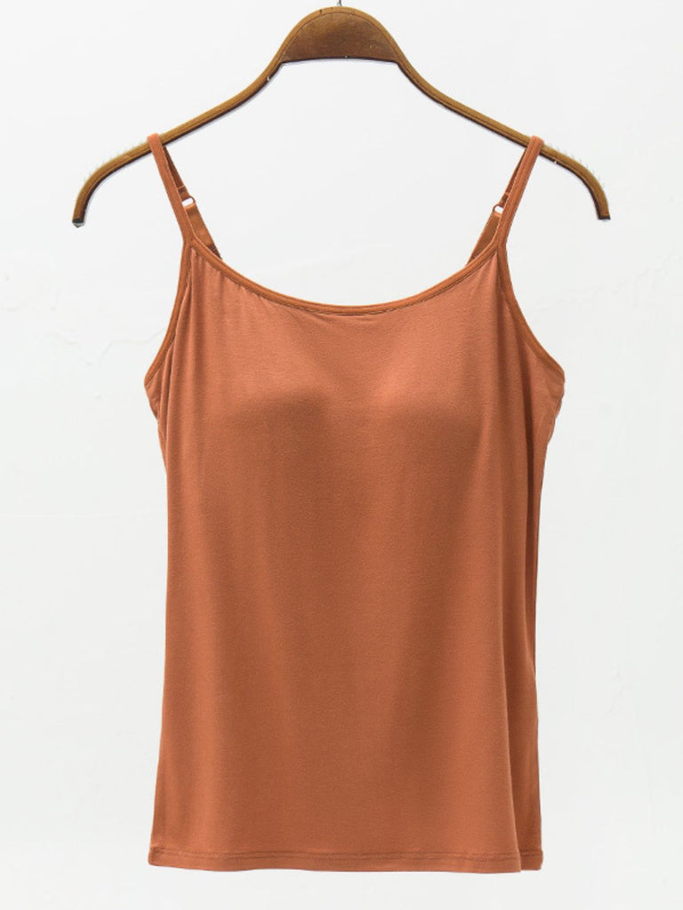 Full Size Adjustable Strap Modal Cami with Bra-Timber Brooke Boutique, Online Women's Fashion Boutique in Amarillo, Texas