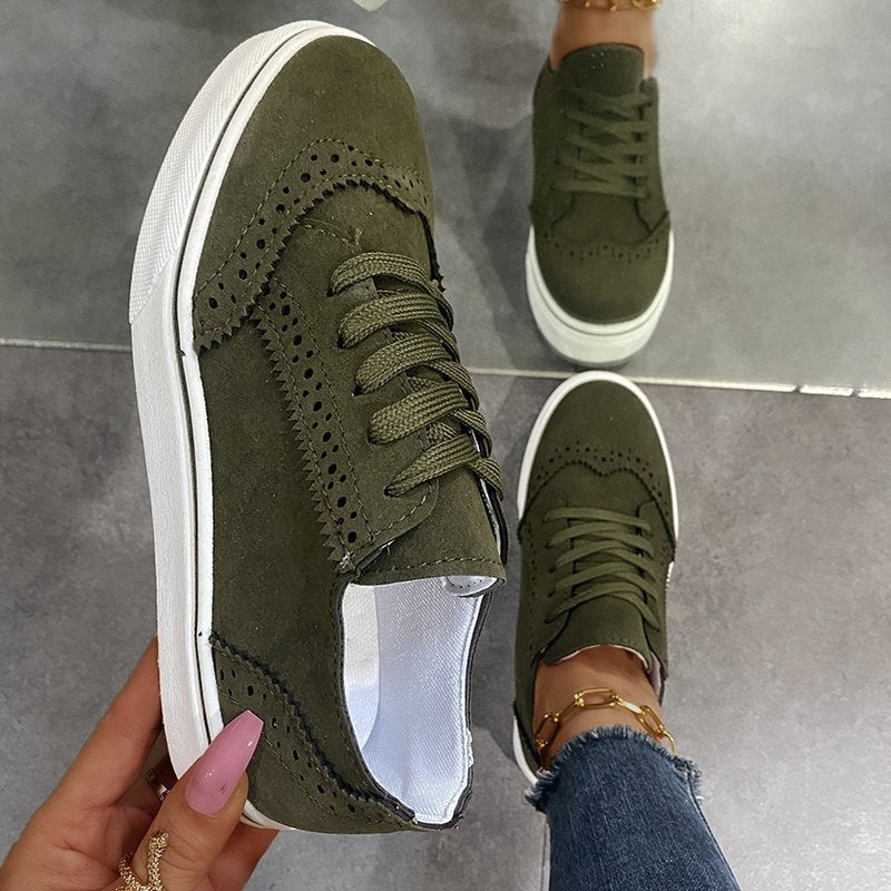 Suede Lace-Up Flat Sneakers-Timber Brooke Boutique, Online Women's Fashion Boutique in Amarillo, Texas