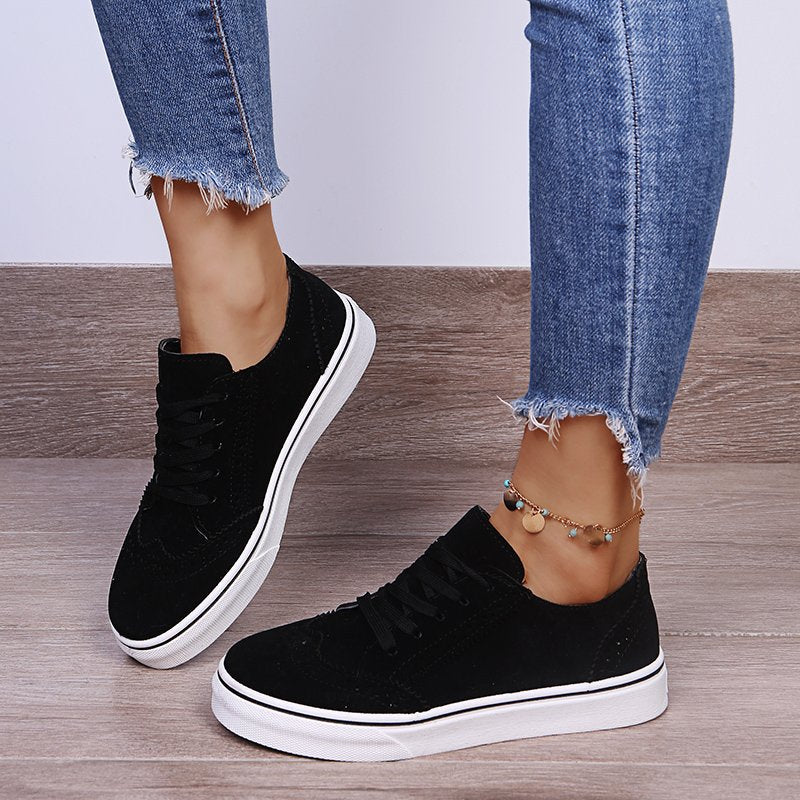 Suede Lace-Up Flat Sneakers-Timber Brooke Boutique, Online Women's Fashion Boutique in Amarillo, Texas