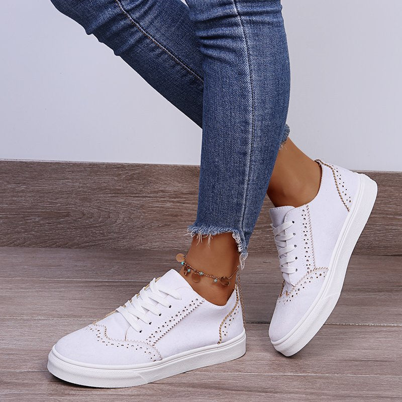 Suede Lace-Up Flat Sneakers-Timber Brooke Boutique, Online Women's Fashion Boutique in Amarillo, Texas