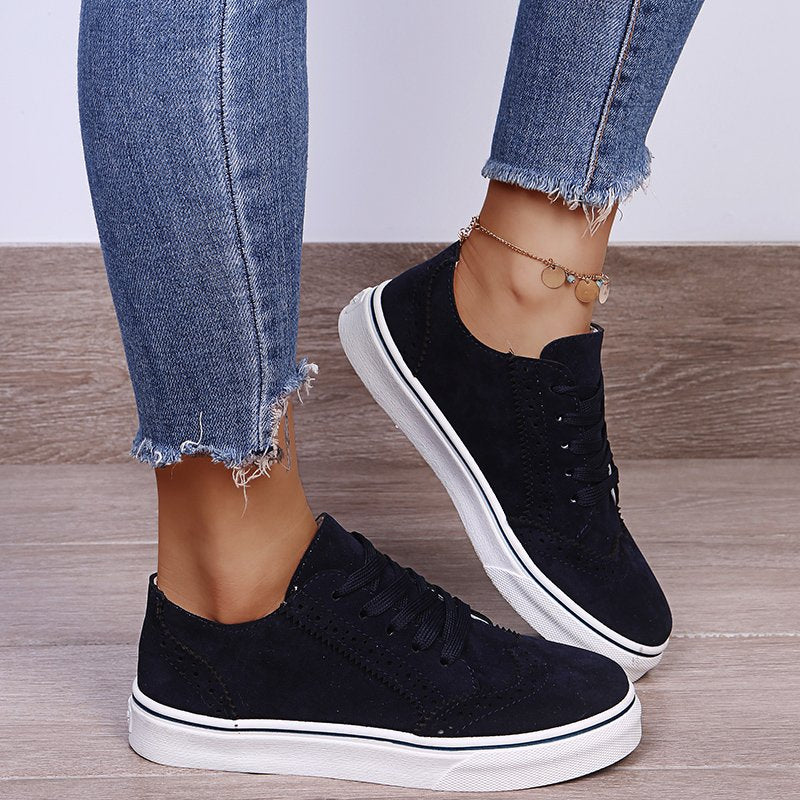 Suede Lace-Up Flat Sneakers-Timber Brooke Boutique, Online Women's Fashion Boutique in Amarillo, Texas