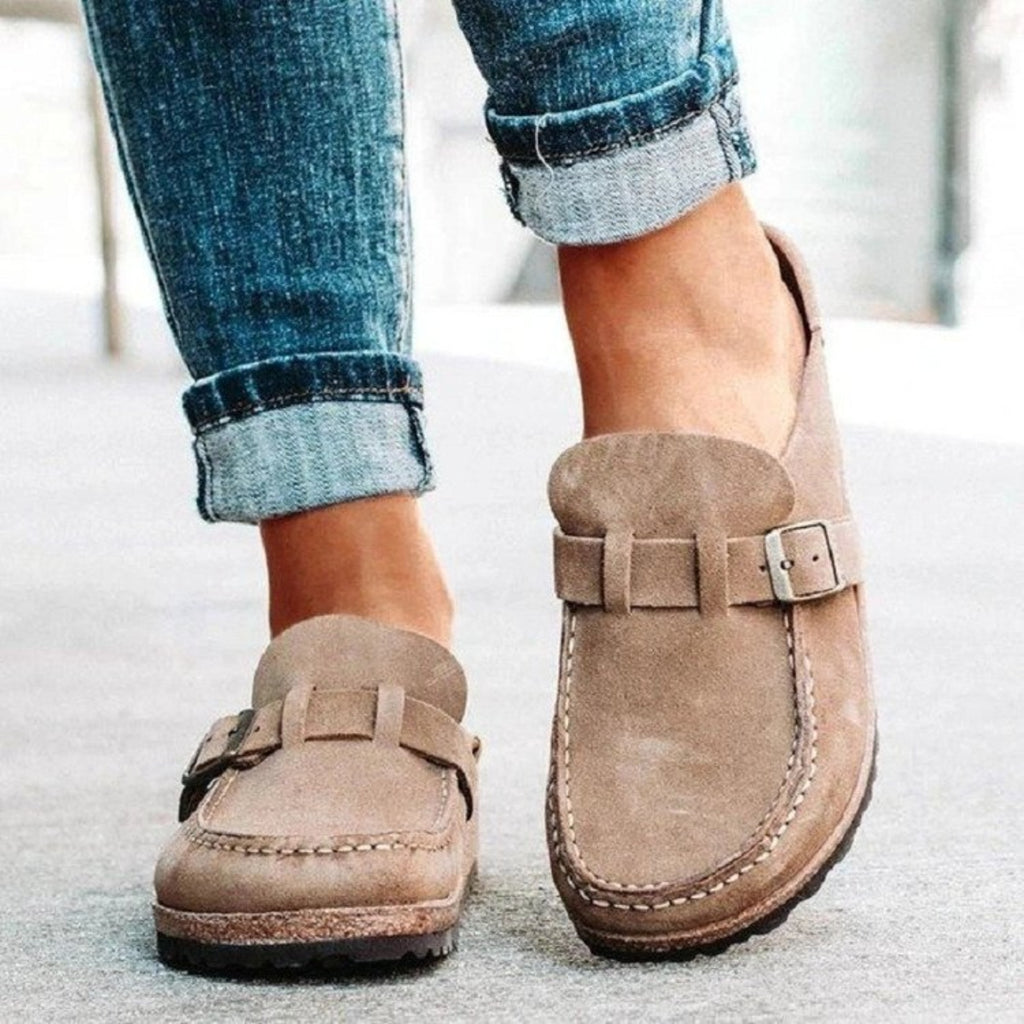 Round Toe Low Heel Buckle Sneakers-Timber Brooke Boutique, Online Women's Fashion Boutique in Amarillo, Texas
