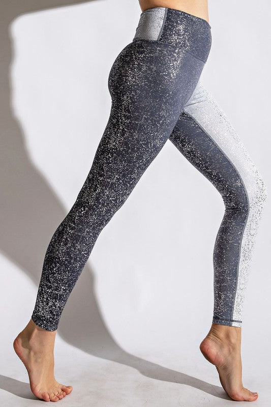 Black/Silver Tie-Dye Full Length Leggings-LEGGING-Timber Brooke Boutique, Online Women's Fashion Boutique in Amarillo, Texas