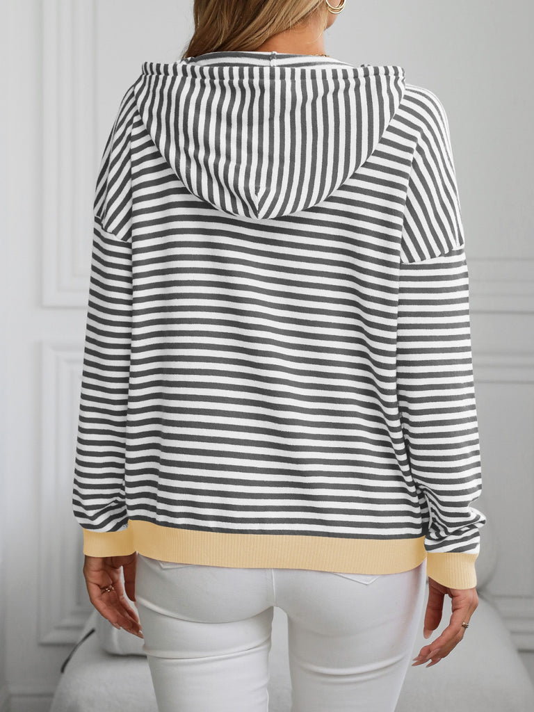 Striped Long Sleeve Hooded Knit Top-Timber Brooke Boutique, Online Women's Fashion Boutique in Amarillo, Texas