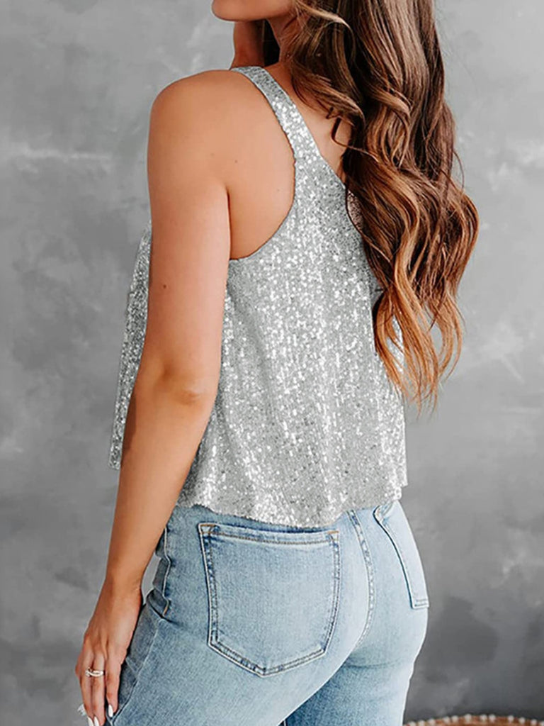Sequin Scoop Neck Tank-Timber Brooke Boutique, Online Women's Fashion Boutique in Amarillo, Texas