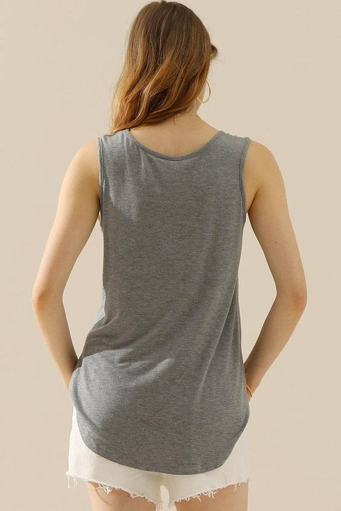 Ninexis Full Size V-Neck Curved Hem Tank-Timber Brooke Boutique, Online Women's Fashion Boutique in Amarillo, Texas